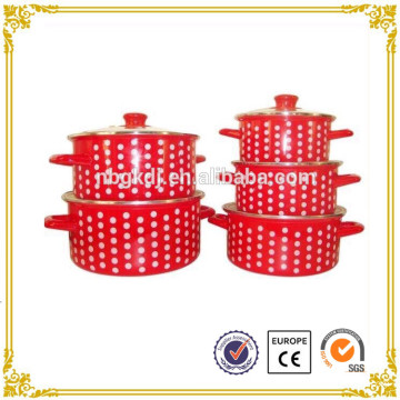 Set de utensilios de cocina de 5 pcs Enamelware Chefmate con tapa de vidrio